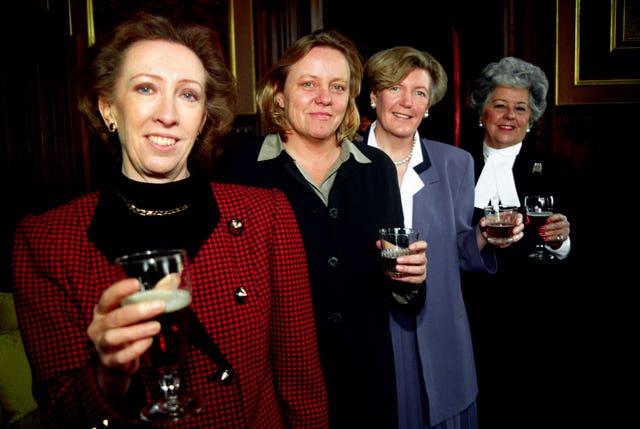 Labour MPs Margaret Beckett, Mo Mowlam and Ann Taylor with House of Commons Speaker Betty Boothroyd sampling ‘Femme Fatale’ Beer at the Houses of Parliament 