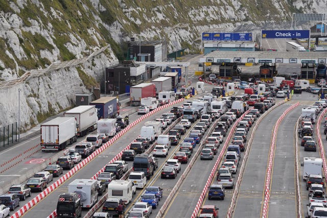 Queues of traffic at the Port of Dover