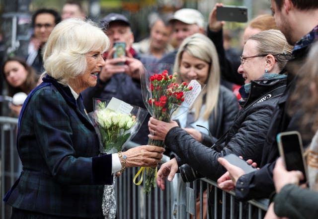 The Duchess of Cornwall meets with well wishers after attending the exhibition