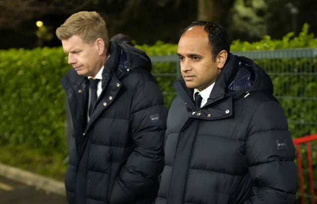 Tottenham sporting director Johan Lange (left) and chief executive Vinai Venkatesham