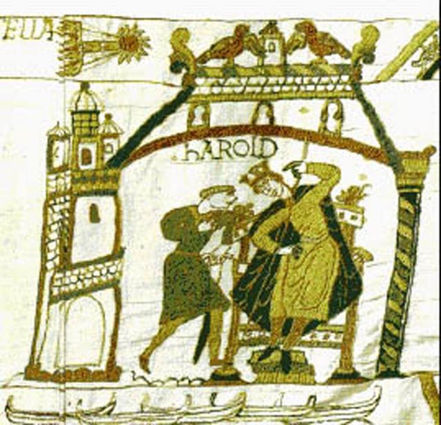 King Harold is depicted on the Bayeux Tapestry