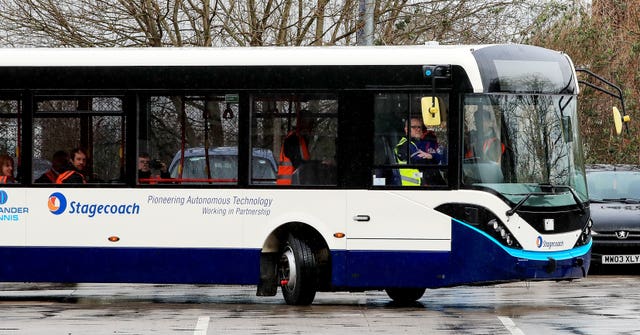 The bus is being trialled at the Stagecoach depot in Sharston, Manchester (Peter Byrne/PA)