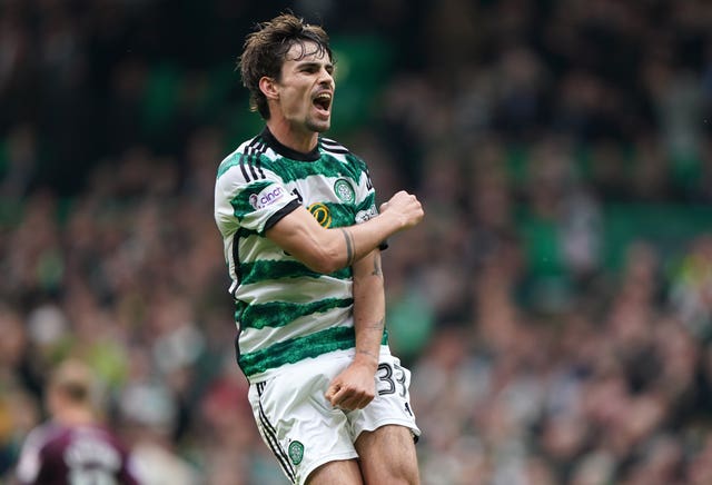 Celtic''s Matt O’Riley celebrates scoring