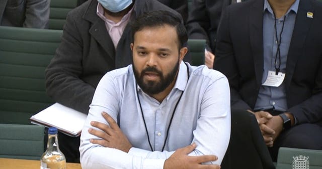 Azeem Rafiq gave evidence to the DCMS committee