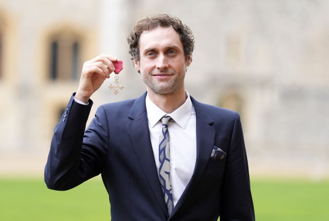 Paralympian David Ellis following an investiture ceremony at Windsor Castle