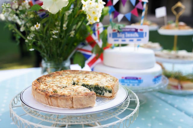 The official coronation quiche includes spinach and broad beans