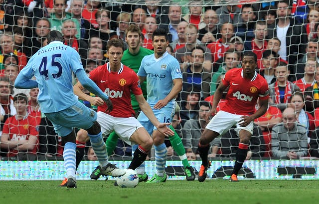 Mario Balotelli scored twice for Manchester City in their 6-1 win at Old Trafford