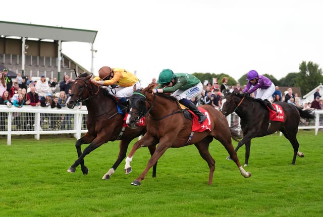 Thunder Moor (green) coming home to win for Ireland