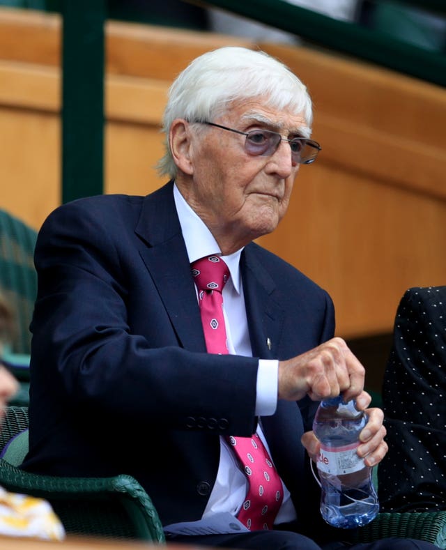 Michael Parkinson in the royal box on day nine of the Wimbledon Championships in 2019 