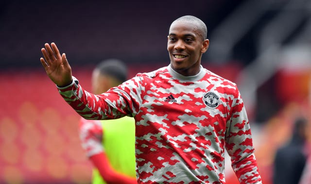 Anthony Martial warms up