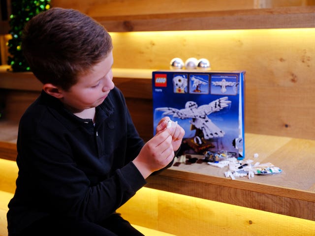 A child with Lego Harry Potter Hedwig (Toy Retailers Association/PA)