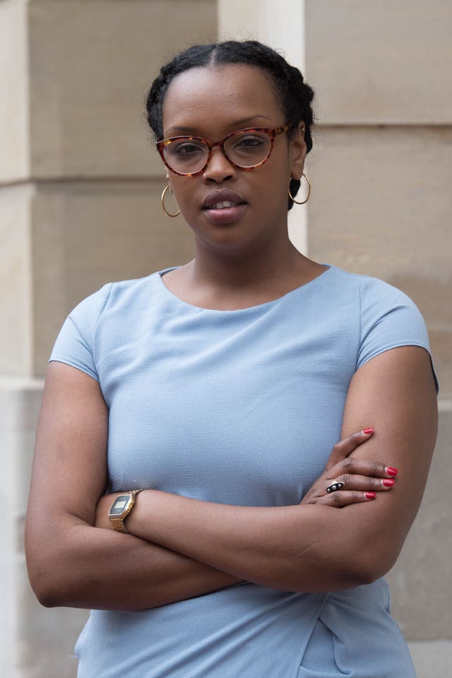 Nimco Ali at Lancaster House in London in 2019, when she was awarded an OBE in the Queen’s Birthday Honours List for services to tackling FGM and gender inequality