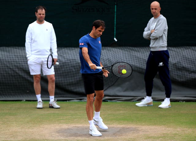 Roger Federer was out on the practice court early Sunday morning