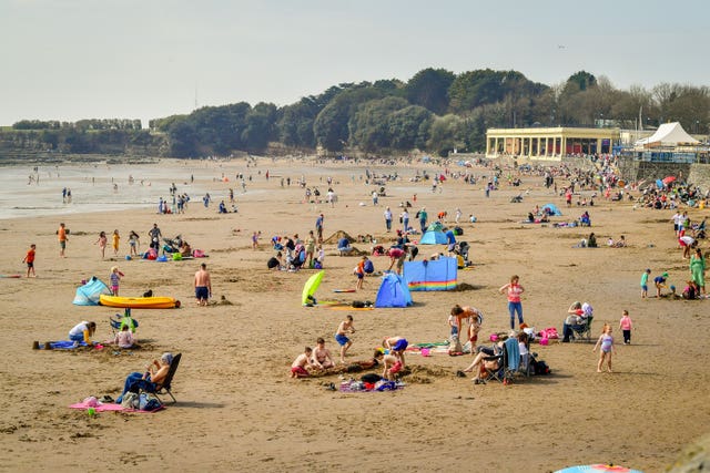 People on the beach at Barry Island, Wales