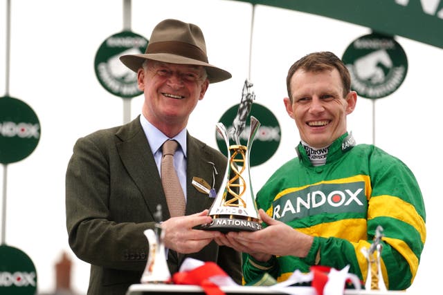 Willie Mullins and Paul Townend with the Grand National trophy 