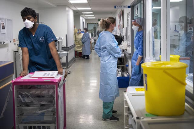 Staff members in the ICU at St George’s Hospital in Tooting