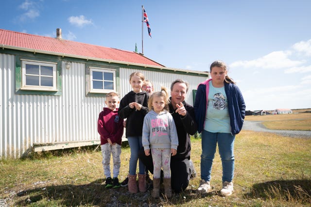 Foreign Secretary Lord David Cameron meets locals on the Falkland Islands