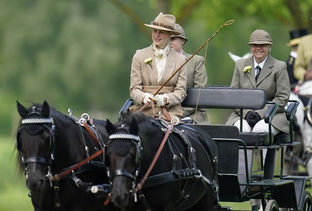 Lady Louise Windsor drives a carriage at the Royal Windsor Horse Show in 2023