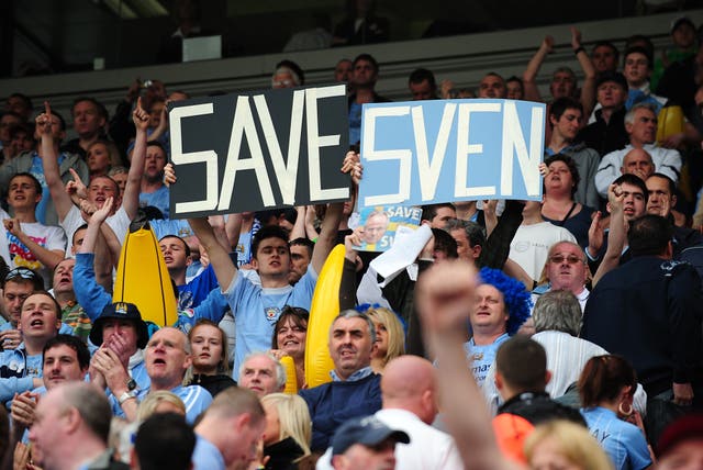 Manchester City fans made clear their support of Sven-Goran Eriksson