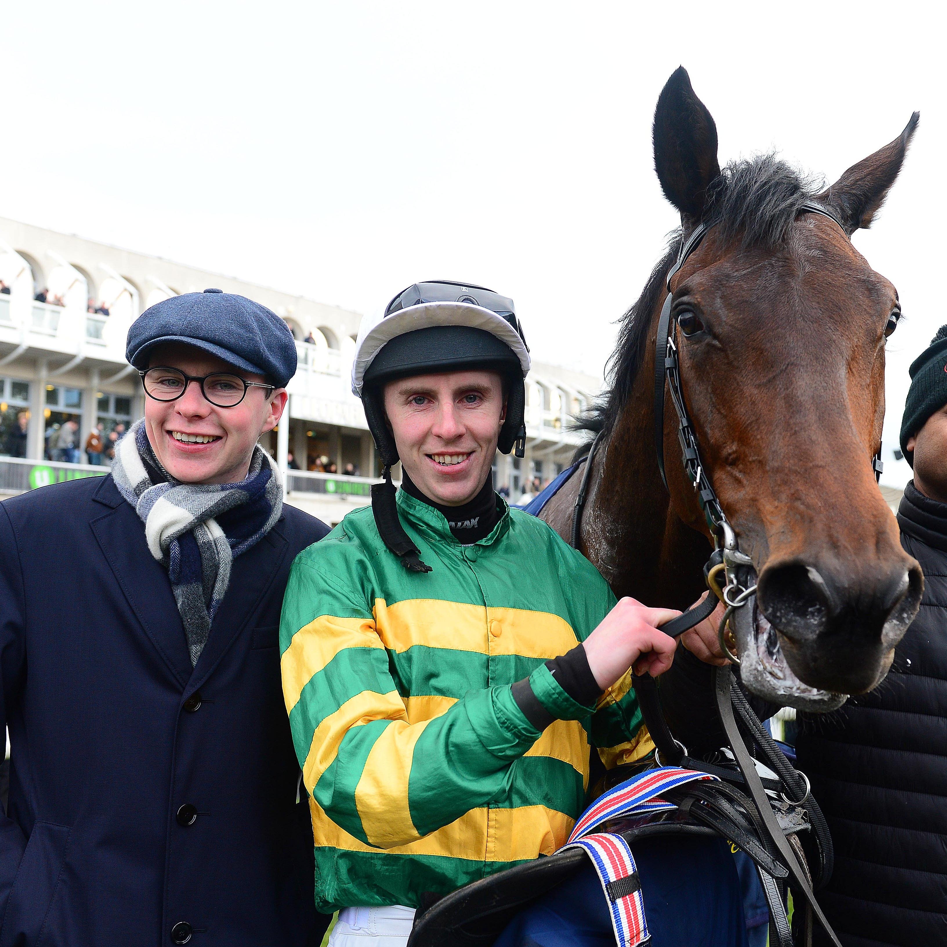 Joseph O'Brien with Sir Erec and Mark Walsh after victory at Leopardstown last month