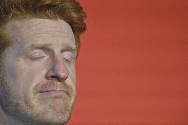 SDLP MLA Matthew O’Toole closes his eyes during a party annual conference