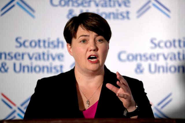 Ruth Davidson during a press conference in Edinburgh following her announcement 