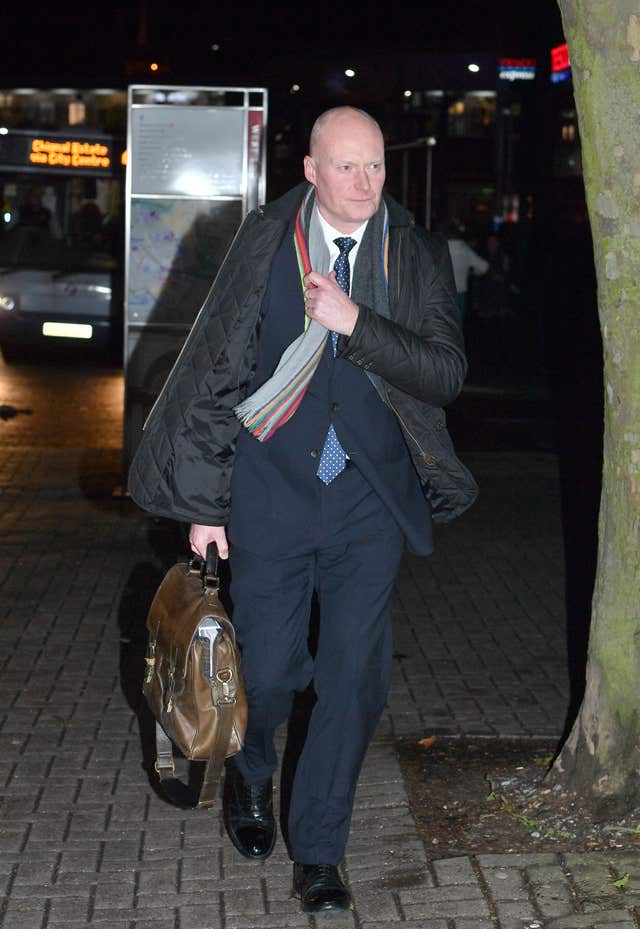 Matthew Horne leaves the misconduct hearing at Chelmsford Civic Centre. (John Stillwell/PA)