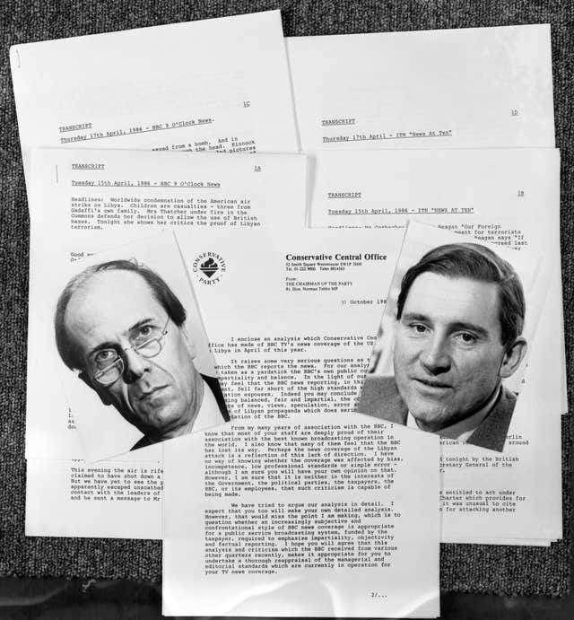 A copy of Norman Tebbit’s letter to the BBC criticising its news coverage of the US raid on Libya