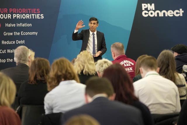 Prime Minister Rishi Sunak takes part in a Q&A session during a Connect event in Chelmsford, Essex