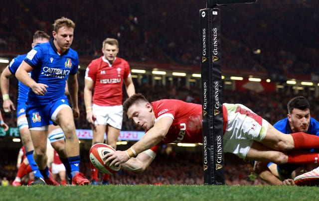 Josh Adams scored a hat-trick in Wales' victory over Italy