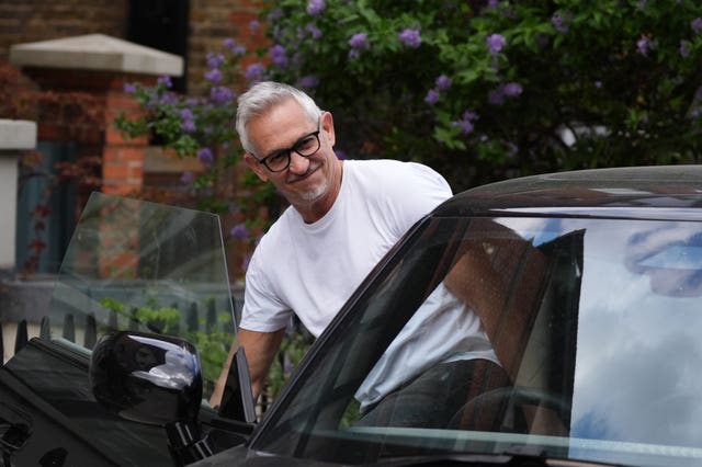 Match of the Day presenter Gary Lineker gets into his car outside his home in London