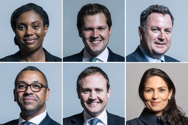 Composite picture of Kemi Badenoch, Robert Jenrick, Mel Stride, James Cleverly, Tom Tugendhat and Dame Priti Patel