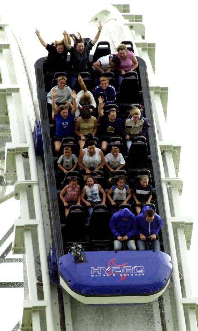 Thrillseekers on a ride at Oakwood (Martin Cavney/PA)