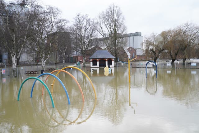 Flooding in Wellingborough due to rising levels of the River Nene