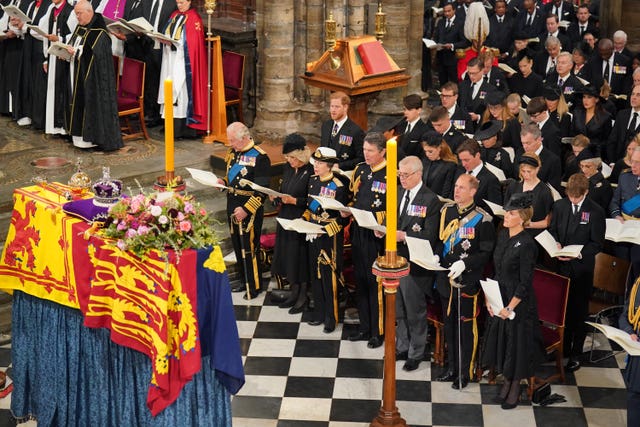 King Charles and members of the royal family at the service 