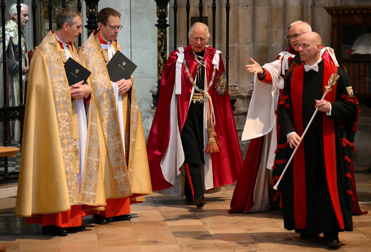 Charles wears ceremonial robes as nine are awarded Order of the Bath