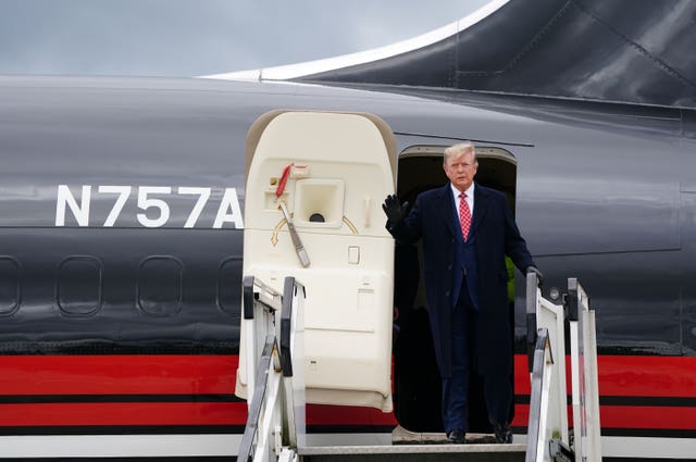 Donald Trump arriving in the UK