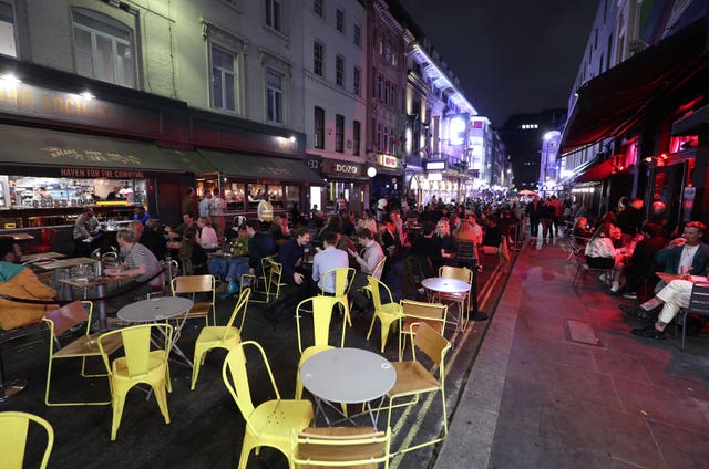 Late-night drinkers  in Soho, London