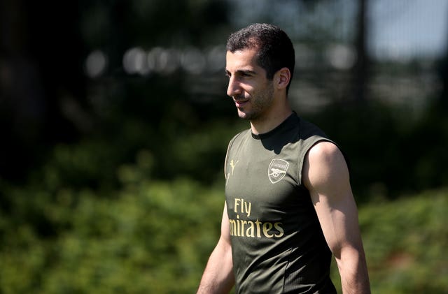Arsenal’s Henrikh Mkhitaryan trained with the squad on Tuesday but will not travel to Baku
