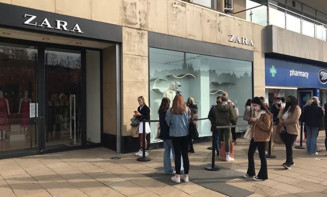 People queuing for Zara