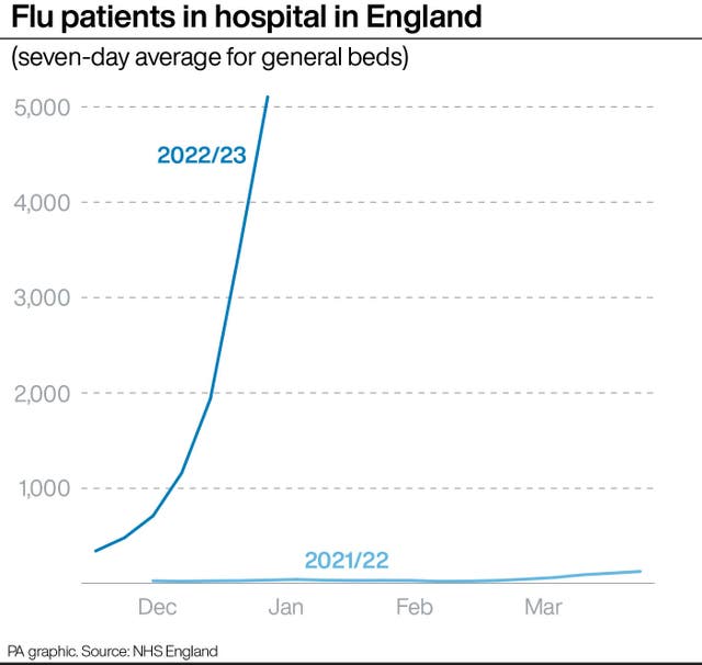 Flu patients in hospital in England