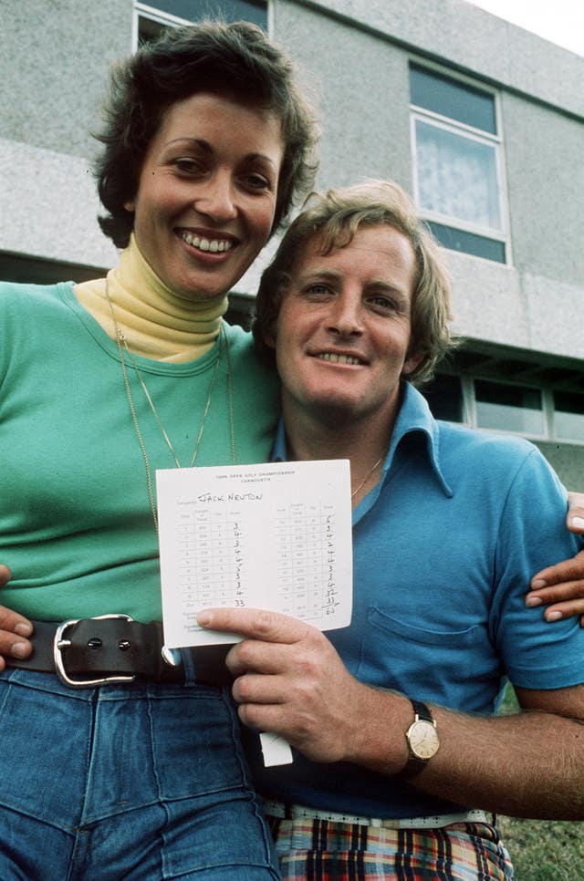 GOLFER JACK NEWTON WITH HIS WIFE JACKIE AFTER FINISHING RUNNER UP TO AMERICAN TOM WATSON IN THE OPEN GOLF CHAMPIONSHIP AT CARNOUSTIE, SCOTLAND