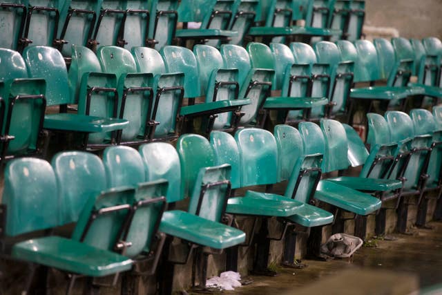 Damaged seats at the end of the match in Leith 