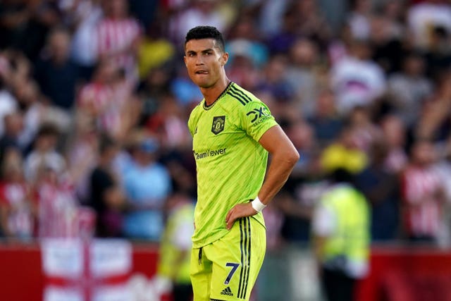 Ronaldo looking dejected at the end of United's 4-0 thrashing at Brentford in August (John Walton/PA).