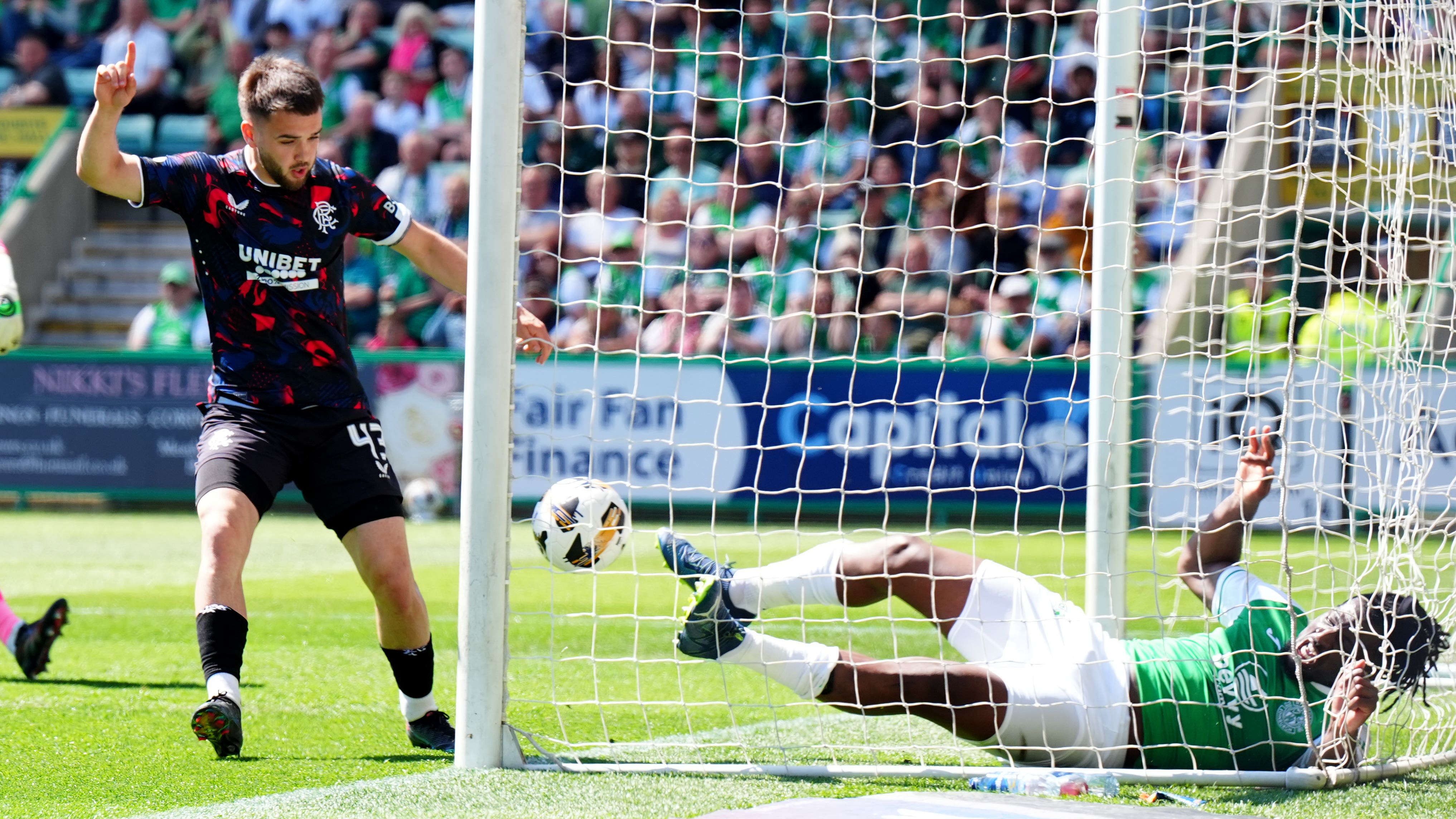 Nico Raskin (left) thought he had forced the ball over the line (Jane Barlow/PA)