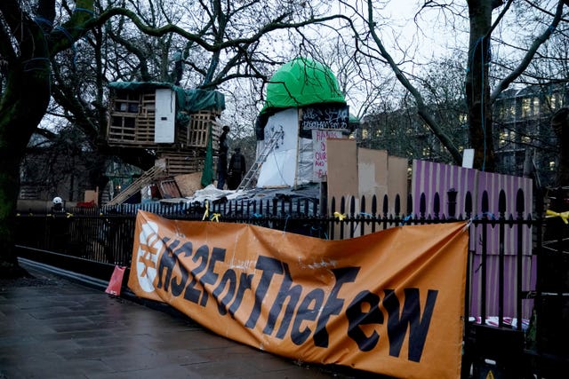 Protesters in Euston Square Gardens