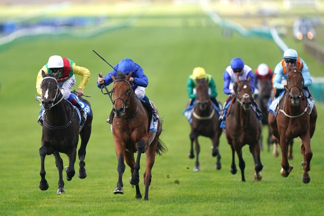 Flying Honours (second left) on his way to winning the 2022 Zetland Stakes at Newmarket