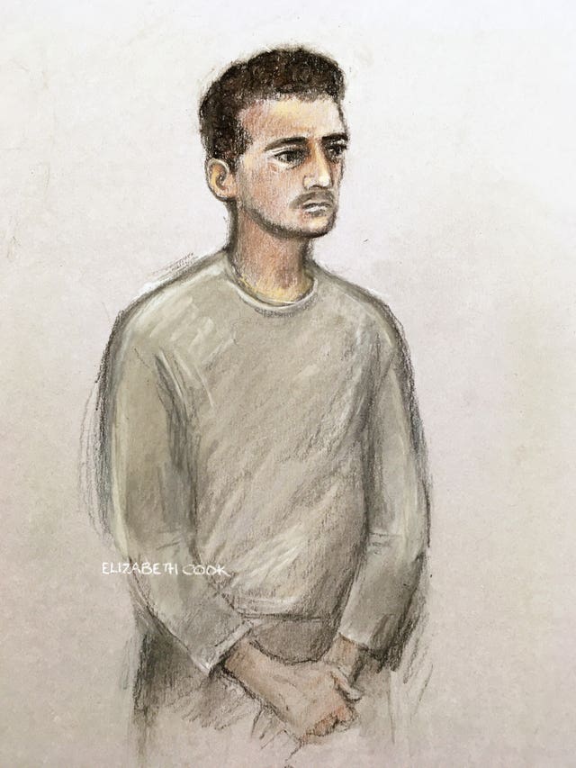 Court sketch of Danyal Hussein
