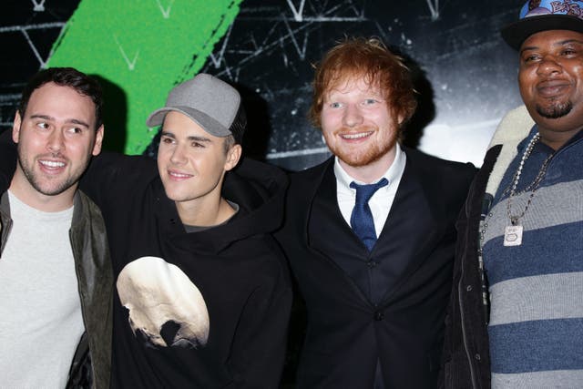 Talent manager Scooter Braun, Justin Bieber, Ed Sheeran and Big Narstie n