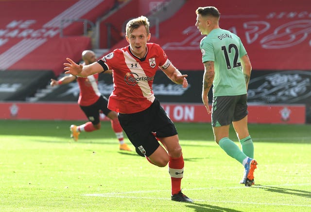 Southampton’s James Ward-Prowse celebrates scoring the opening goal